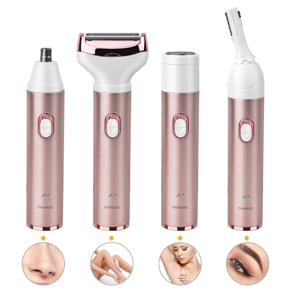 4 in 1 Electric Shaver Rechargeable Portable Razor Hair Remover for Women