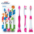OEM Custom 3 Pack Children Toothbrush with Cartoon Print Soft Nylon Bristles Suction Cup Base Ergonomic Handle Tooth Brush Set