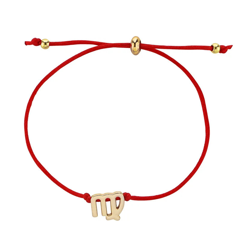 12pcs 12 Silver Gold Zodiac Sign Bracelet Wholesale Horoscope Braided Rope Adjustable Friendship Wristband Gift Jewelry