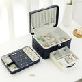 Pink White Navy Personalized Luxury  PU Leather Jewelry Storage Box Organizer With Drawer