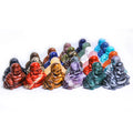 Huiying Chinese Home Decoration Life 37*37mm Size small gemstone Stone sitting happy buddha Statues