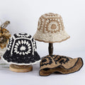 50 Color Handmade Braided Stripe Checked Flower Crochet Sun Hat Girls Breathable Foldable Summer Beach Woven Straw Bucket Hat