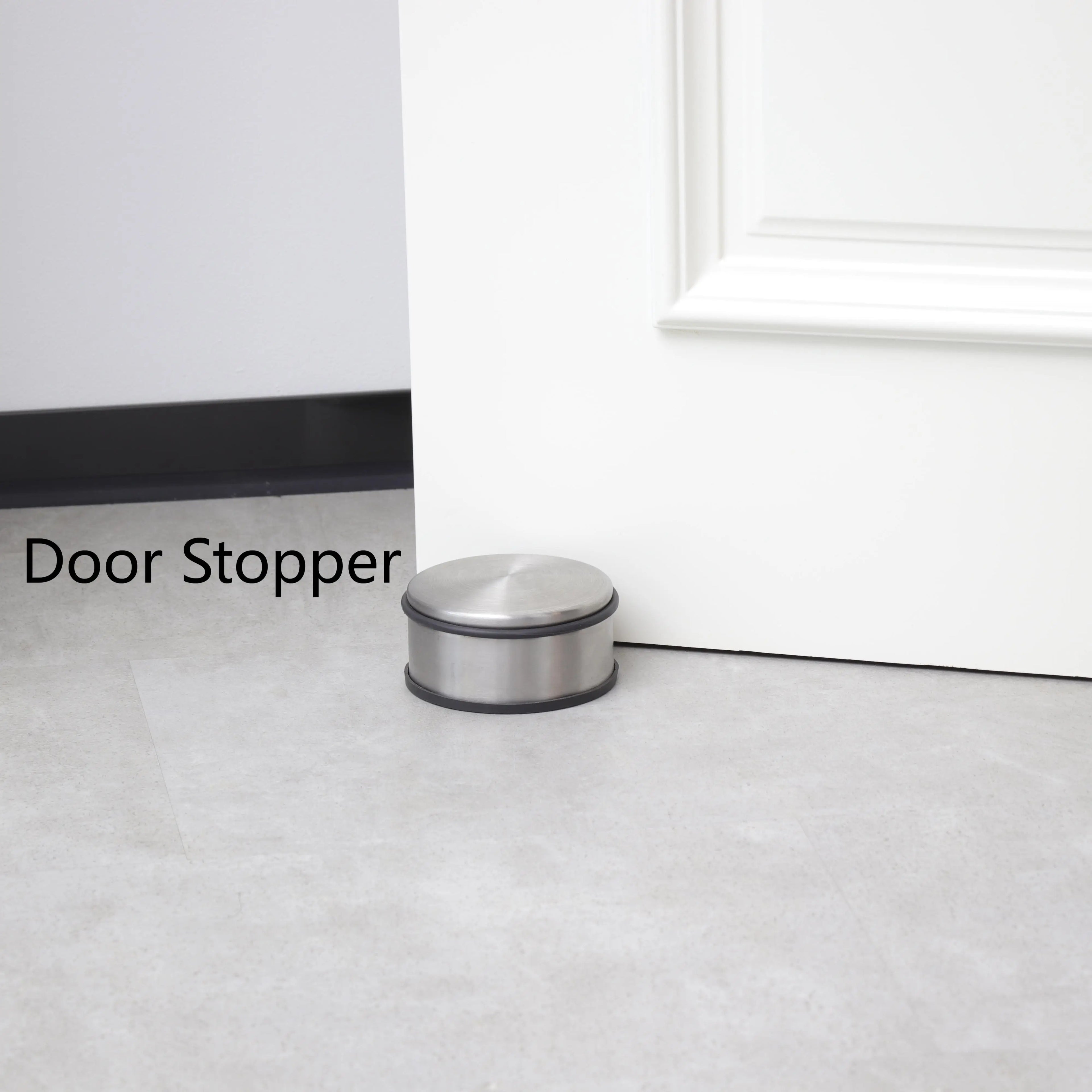 Stainless Steel Door Stop Heavy Duty Metal Floor Door Stopper Bumper with Rubber Buffer Ring 1.2kg