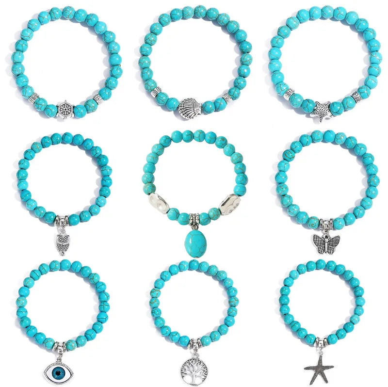Custom Bead Bracelet Wholesale Stone Bead Bracelet Turquoise Bracelet with Charm