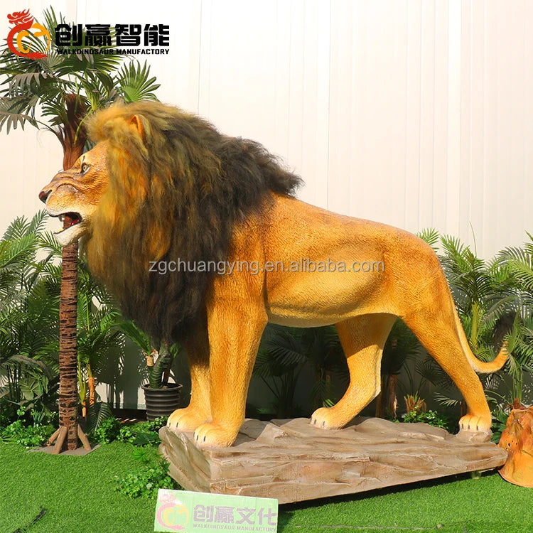 Artificial Mechanical Life Size Animal Animatronic Lion for Museum