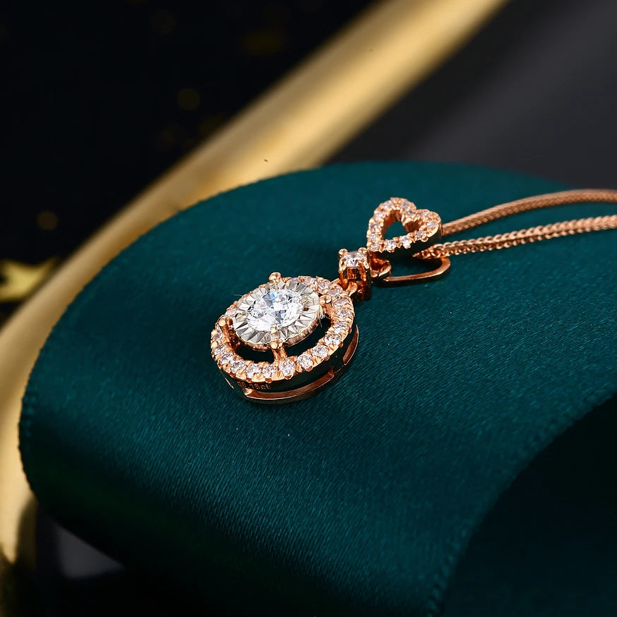 H&F Original 0.38ct Natural Diamond Pendant Necklace Luxury 18k Pure Gold Heart Design 14k 9k Gold Customizable Jewelry Making