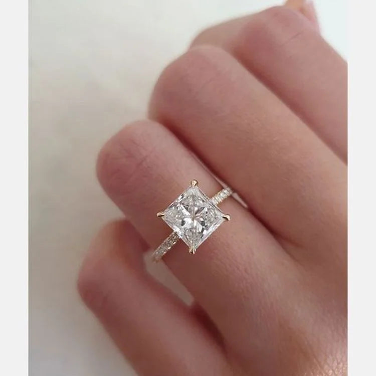 Fine Jewelry 18K Gold Women's Rings 1.5 Carat Princess Cut Engagement Rings Diamond VVS Pure Gold Wedding Engagement Ring