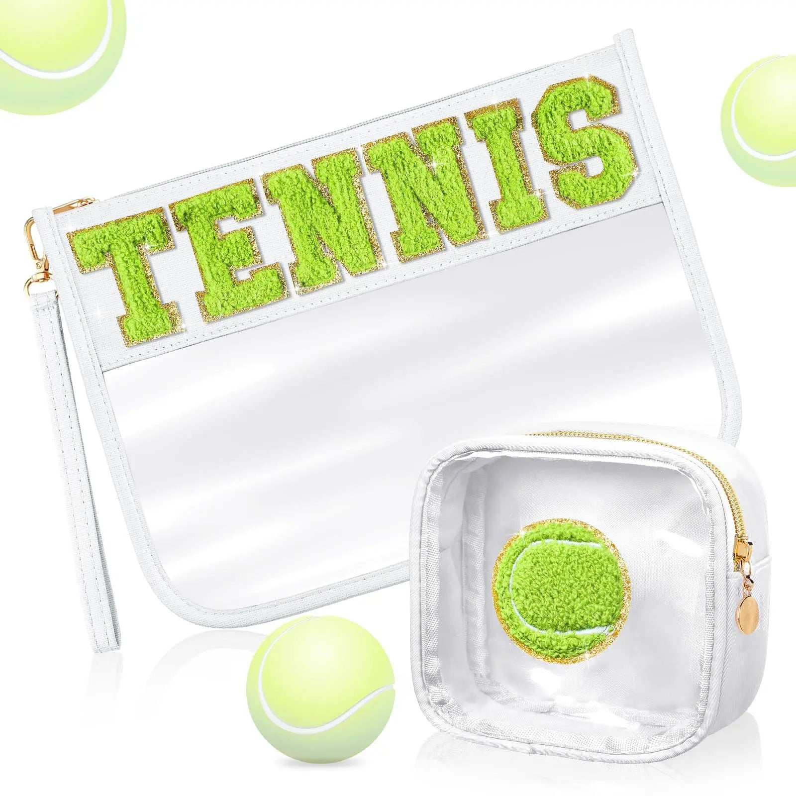 Wholesale Portable Transparent Plastic Zippered Chenille Letter Cosmetic Toiletry Bag PVC Cosmetic Zipper Bag