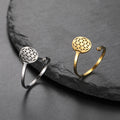 Trendy Flower Open Ring Stainless Steel Rhinestone Flower Ring Simple Jewelry Gifts for Women Lovers