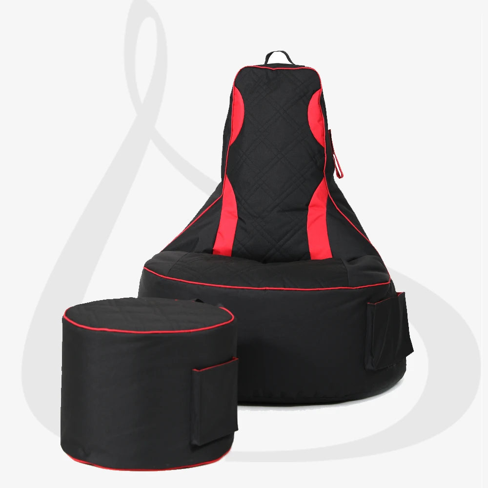 Modern Gamer Bean Bag Chair Large XXL Size Indoor/Outdoor Pouf with Fabric Upholstery Chill Beanbag Covers for Living Room Sofas