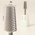 3/32" No Chamfer Cross Cutting Teeth 6.6mm E-File M Professional Large Barrel Flat Tapered Tungsten Carbide Nail Drill Bits