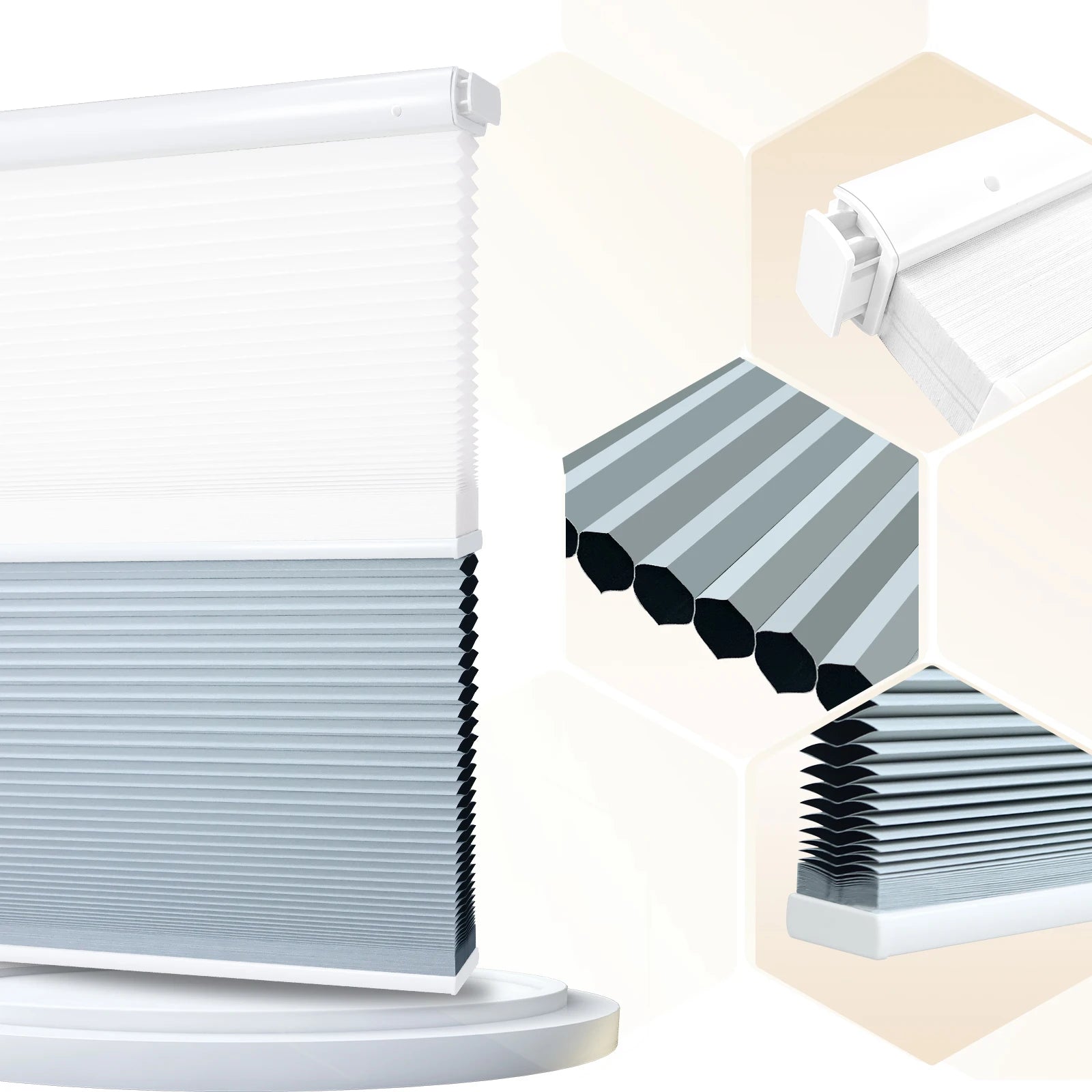 Tuya No Drill Double Cell Electric Rising Flag Day and Night Automatic Blackout Motorized Cellular Honeycomb Blinds for Window