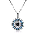 Fashion Jewelry 925 Sterling Silver 3A Cube Zircon Round Blue Eye Amulet Pendant Necklace