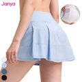 Janya Women's High Waist Tennis Short Skirt Outdoor Yoga Fitness Wear Anti-Slip False Two Piece With Pocket for Golf Sports