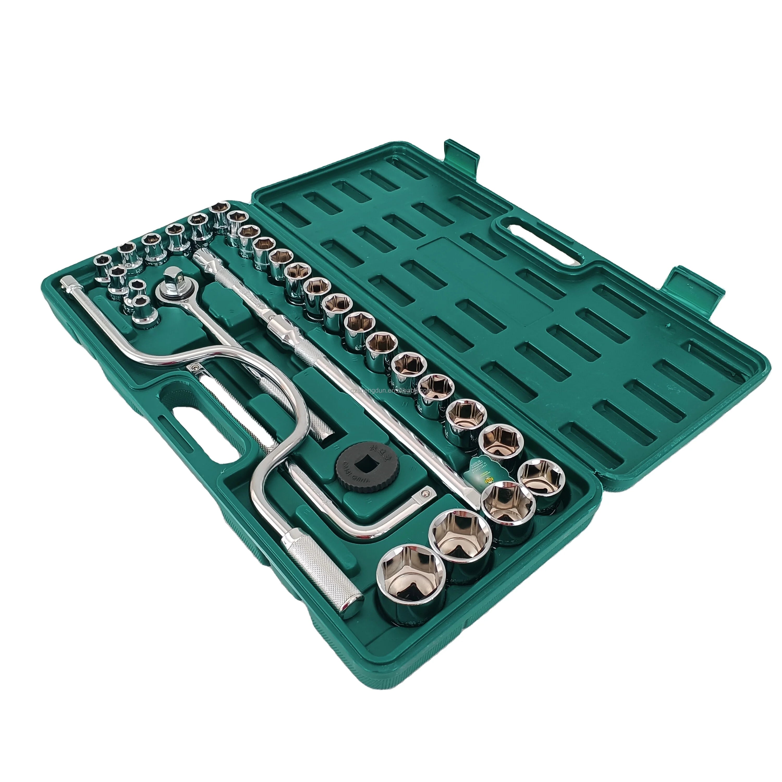 SHENGDUN OEM Customizable 32-Piece Iron Hand Adjustable Metric Spanner Set Wrenches Sockets Tool Box Hard Case Auto Repair 1