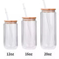 12/16/20 OZ Snow Globe Beer Can Glass Double Wall Sublimation Can with Lid and Straw for Outdoor Travel