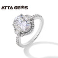 ATTA 5CT Oval Cut Moissanite Solitaire Ring for Women D Color Diamond Ring S925 Sliver Gold Plated Wedding Ring