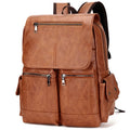 2026 Odm Fashion Pu Leather Men Casual Korean Retro Travel Laptop Backpack