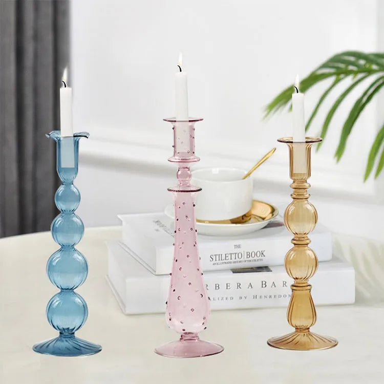 Home Decor Decoration Home Decoration Accessories European Retro Candlestick Wedding Glass Candle Holder