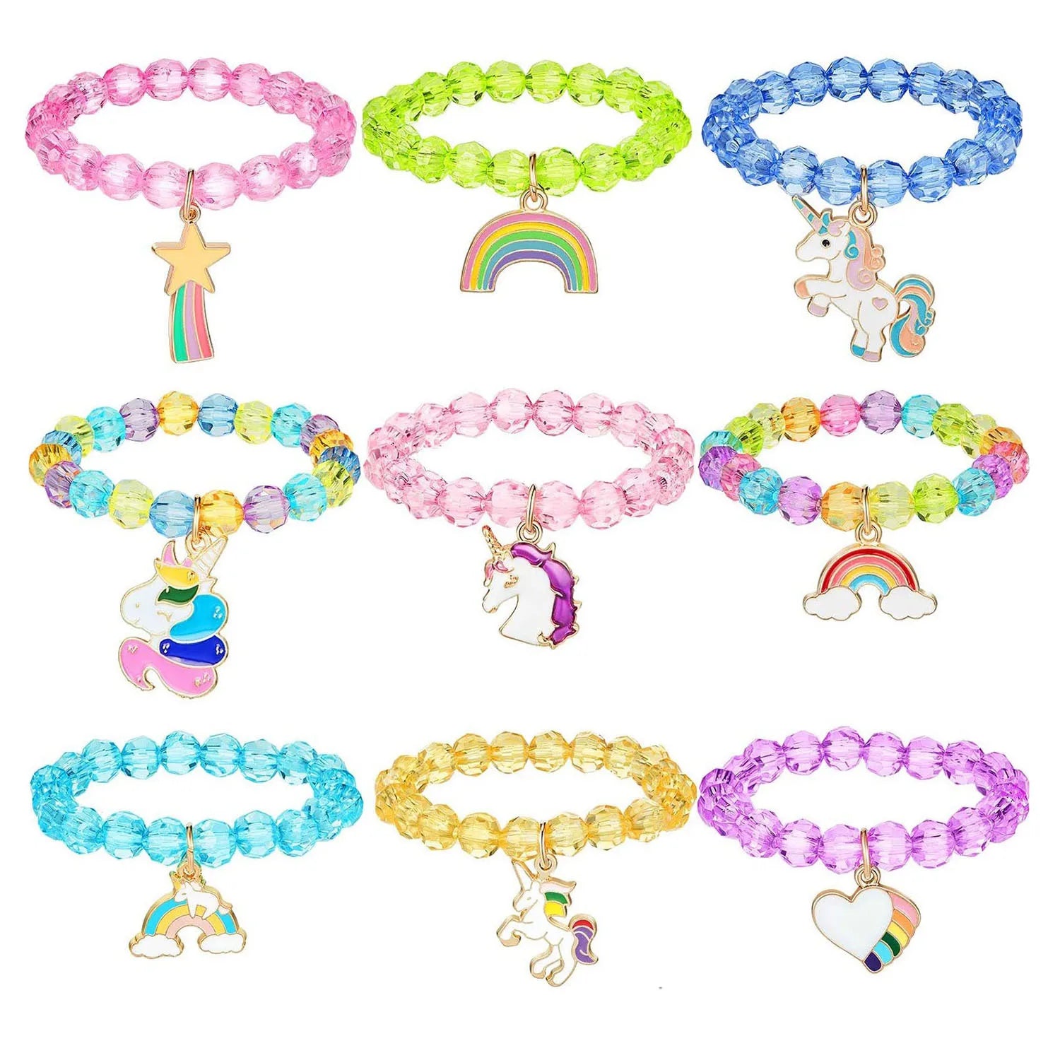 Colorful unicorn Bracelet Girl Animal Bracelet Teen Party Pendant Beaded Bracelet for Girls