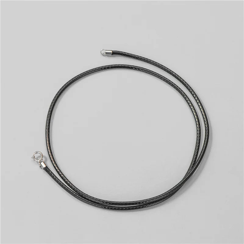 Wholesale Black Wax Rope 925 Sterling Silver Spring Clasp Leather Cord Chain Accessories for DIY Jewelry Making