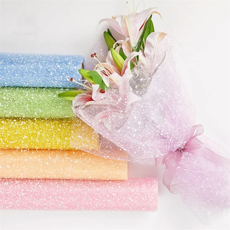 In Stock Colored Snow Gauze Flower Polyester Mesh Foam Deco Poly Mesh Korean Bouquet Wrapping for Flower Gift Wrapping