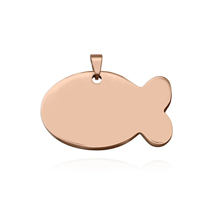Double Sides Stainless Steel Material Engraved Small Fish Dog Tags Pet Tag