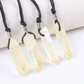 DIY Natural Stones Hexagonal Crystal Clear Quartz Point Reiki Chakra Necklace Pendants