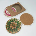 High Quality Customized Eco-Friendly Durable Ceramic Coasters Cork Base Non-Slip Water Absorbent Wholesale Price for Coffee