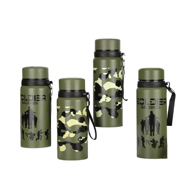 Camouflage Travel Vacuum Thermos Factory Direct Supply 304 Stainless Steel Box Vintage Bullet Vacuum Flasks & Thermoses Green