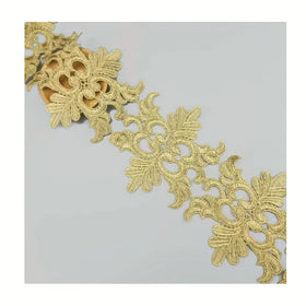Competitive Price Hijab Gold Guipure Indian Embroidery Lace Trim African Lace Fabric for Women's Skirt Wedding Dresses BJDB89
