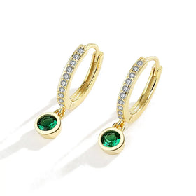 Stylish Refined Chic Simple Round CZ Pendant Drop Earrings for Women Bohemian Trendy Punk Girl Birthday Jewelry Gift
