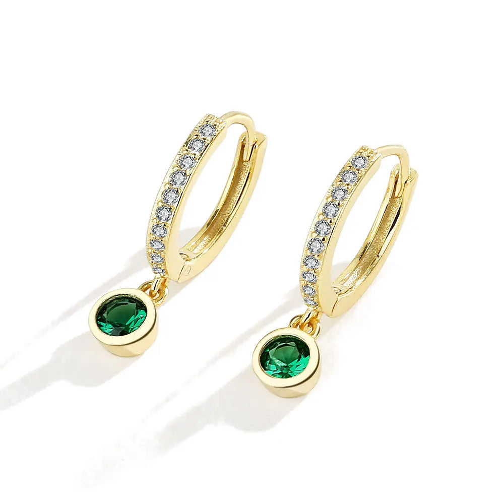 Stylish Refined Chic Simple Round CZ Pendant Drop Earrings for Women Bohemian Trendy Punk Girl Birthday Jewelry Gift