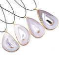 Hongzhuo Natural Stone Grey Color Geode Agate Slice Druzy Pendant Wholesale with Amethyst Raw Stone Jewelry
