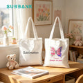 Subbank Large Capacity Linen Sublimation Custom Blank Aesthetic Teacher for Bridesmaid Gift Bag Linen Look Tote