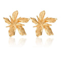 Elegant Ladies Big Floral Flower Stud Earrings Luxury Exaggerated Gold Metal Vintage Large Metal Flower Statement Earring