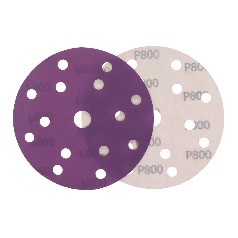 6Inch 150MM 15 Holes Purple Sanding Disc Ceramic Aluminum Oxide Sandpaper Hook and Loop Abrasive Paper for Polishing Wood Metal