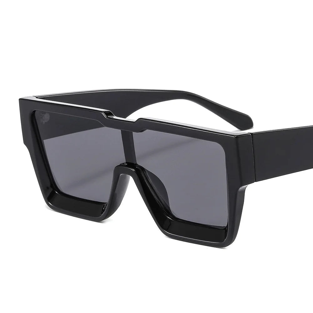 2024 New Women Fashion One Piece Square Recessed Frame Custom Logo Luxury Famous Designer Brand Plastic Frame Sunglasses