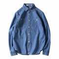 RNSHANGER Fashion Men Denim Shirt Casual Solid Color Long Sleeve Single Breasted Streetwear Turn-down Collar Loose Shirt
