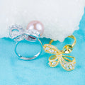 Re030982 DIY 9-11mm Natural Freshwater Pearl Ring Accessory 925 Sterling Silver Adjustable Size Engagement Ring for Women