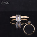 Starsgem Fashion Jewelry 1Carat Emerald Cut Lab Grown Diamonds Rings 14k Gold Ring