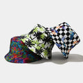 Dual-use Flat Top Bucket Hat Fisherman Hat With Coconut Black Ladies Reversible Fisherman Sun Hat Beach UV Protection