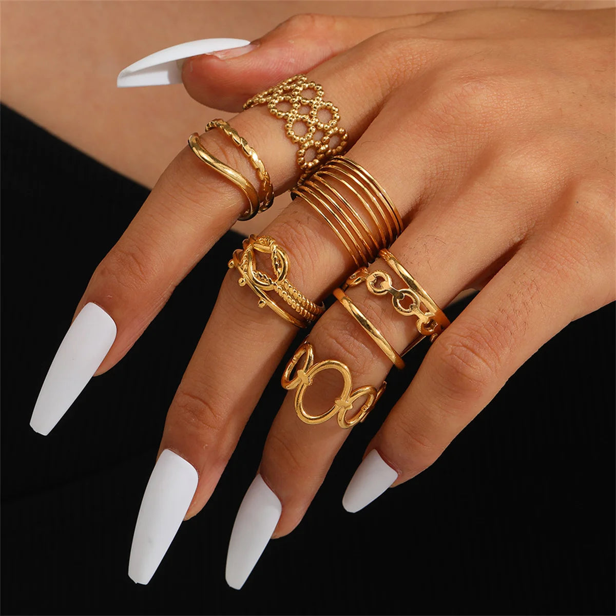 Stainless Steel Stackable Hollow Out Rings for Women Trendy Ladies Finger Ring Accessories 2025 Female Fashion Hand Jewelry Gift