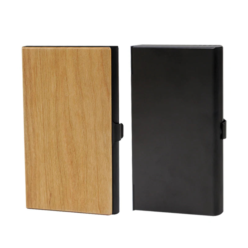 Custom Made Blocking Automatic Output Carbon Fiber Wallets Logo Color RFID Aluminum Craft Business Metal Card Holder Case
