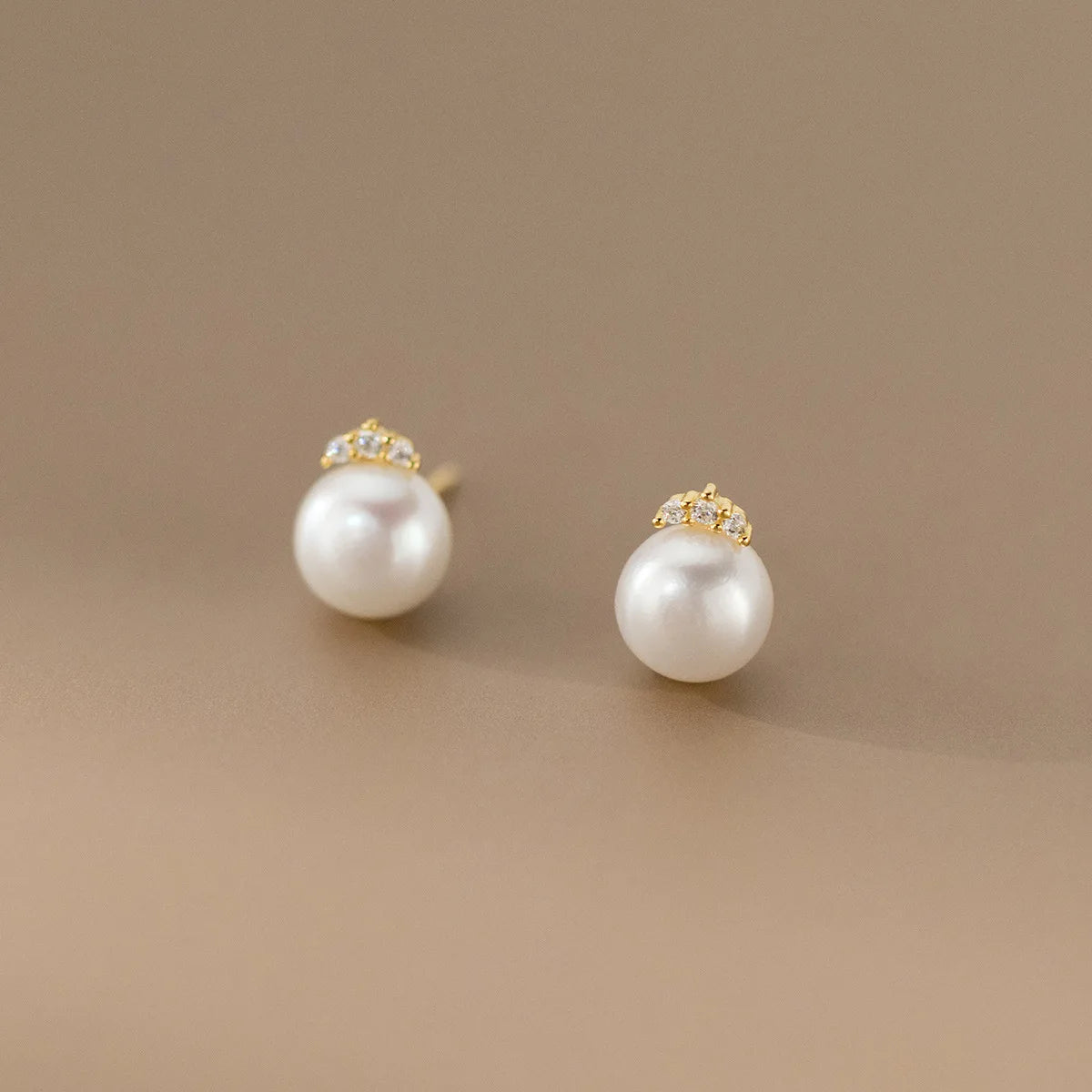 Fashion Jewelry Earring 925 Sterling Silver Pearl Diamond Earrings 18k Gold Plated Stud Earrings Women