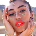 New Diamond Steampunk V-shaped Lensless Sunglasses Frame Novel Personality Street Shooting Glasses