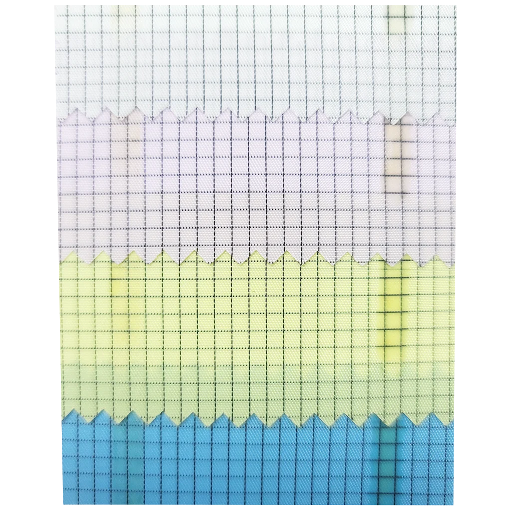 100D*100D 98% Polyester 2% Grid Esd Anti-static Fabric Clean Room Suit Garment Fabric
