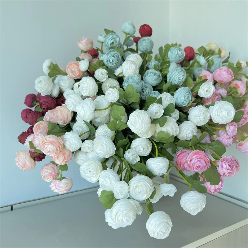 YOPIN-1140 Loose Artificial Peonies Peach Ranunculus Silk Peony Flowers Bouquet