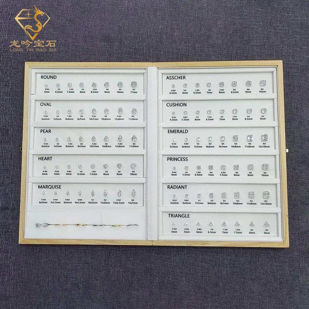 Diamond Size Chart 5A White Cubic Zirconia Diamond Set Fancy Shape Carat Comparison Chart Gemstone Shape Size Guide