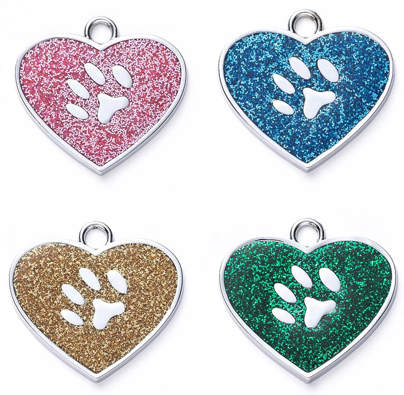 Wholesale Zinc Alloy Customized Sublimation Heart Shape Dog Name Tags